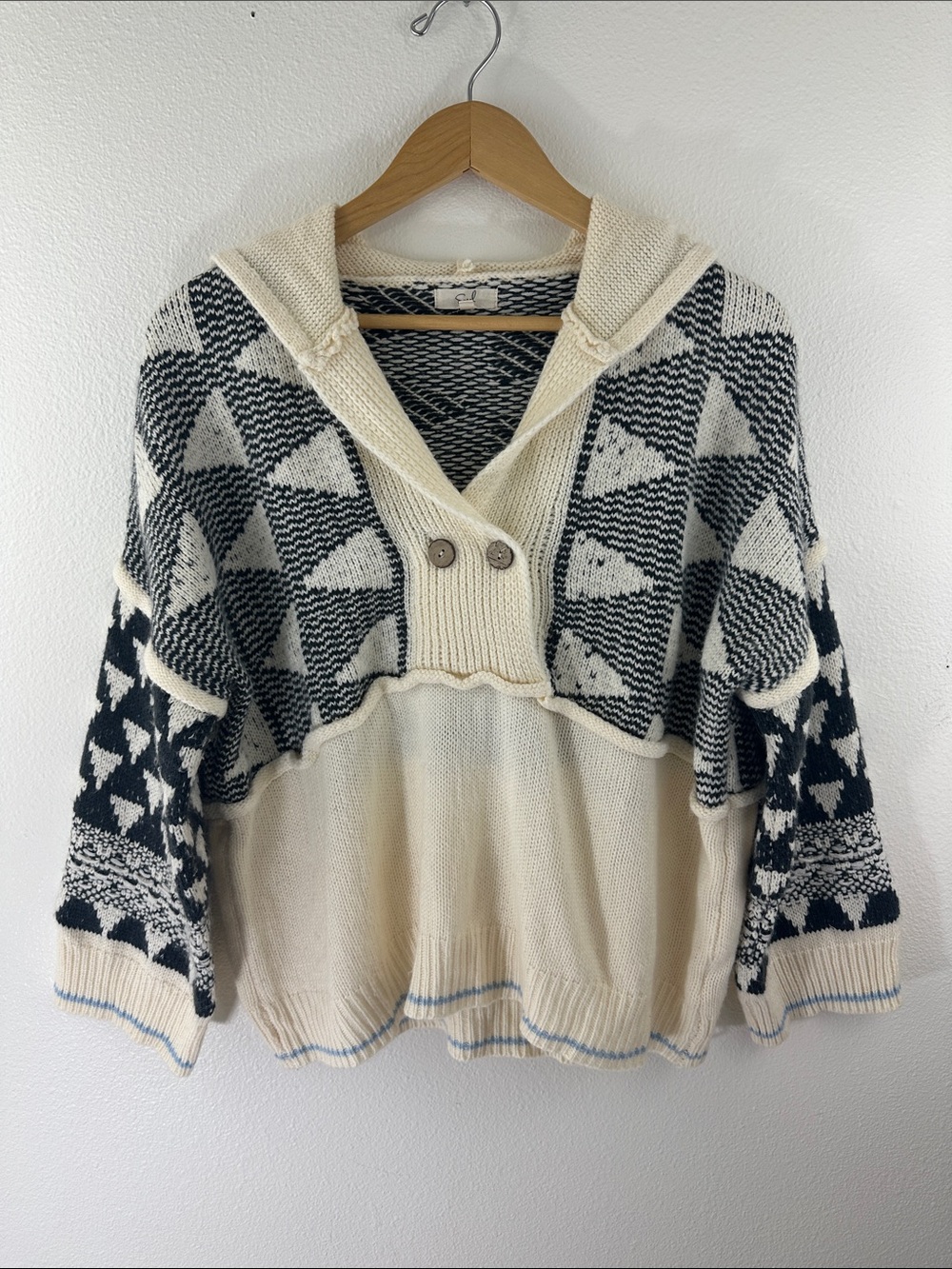 Easel Geometric Knit Sweater Boxy Relaxed Bohemian Southwestern Small